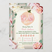 スウィートピーチサザンチャームフローラブライダルシャワー 招待状 (正面/裏面)