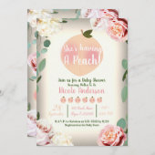 スウィートピーチサザンチャームフローラベビーシャワー 招待状 (正面/裏面)