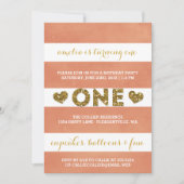 スウィートピーチストライプズ最初の誕生日パーティー 招待状 (正面)