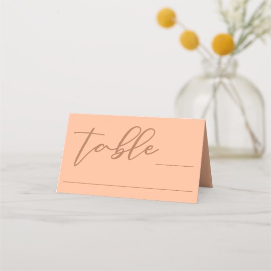 スウィートピーチタイポグラフィミニマリスト結婚サマー プレイスカード (正面)