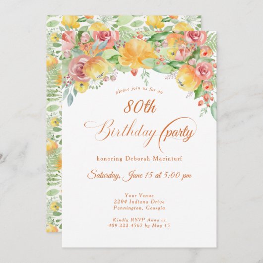スウィートピーチバラフローラ80th 招待状 (正面/裏面)
