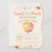スウィートピーチフローラファースト誕生日招待状 招待状 (正面)