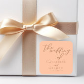 スウィートピーチミニマリストスクリプト夏結婚の スクエアシール