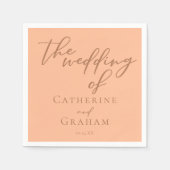 スウィートピーチミニマリストスクリプト夏結婚の スタンダードカクテルナプキン (正面)