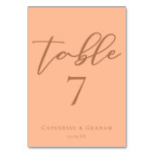 スウィートピーチミニマリストスクリプト夏結婚の テーブルナンバー (裏面)