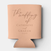 スウィートピーチミニマリストスクリプト夏結婚の 缶クーラー (裏面)