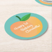 スウィートピーチ子供の誕生日パーティー ラウンドペーパーコースター (アングル)