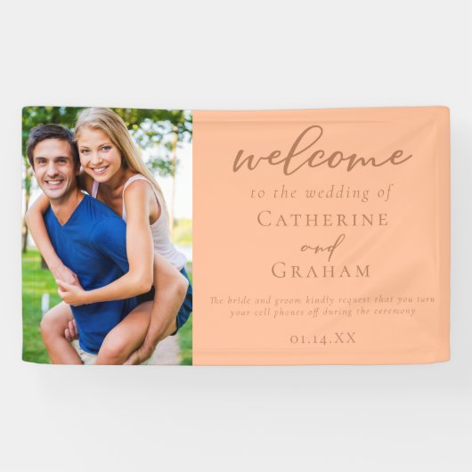 スウィートピーチ結婚のカップルの写真へようこそ 横断幕 (横)