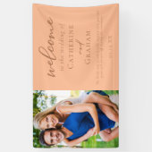 スウィートピーチ結婚のカップルの写真へようこそ 横断幕 (縦)