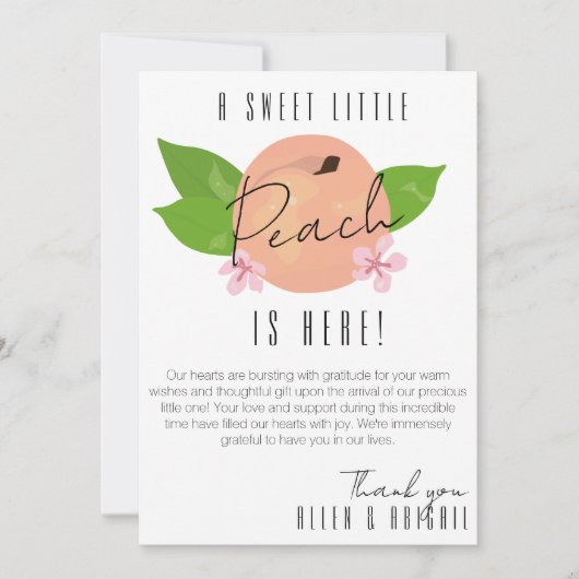 スウィートピーチ誕生のお知らせ サンキューカード (正面)