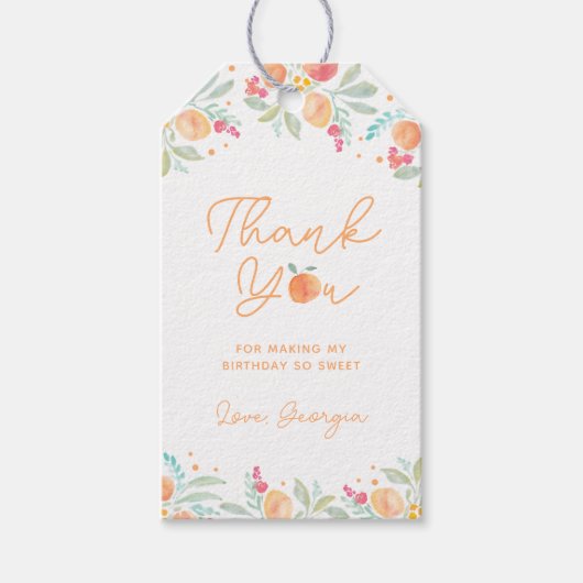 スウィートピーチ誕生日メッセージカード ギフトタグ (正面)