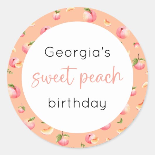 スウィートピーチ誕生日 ラウンドシール (正面)