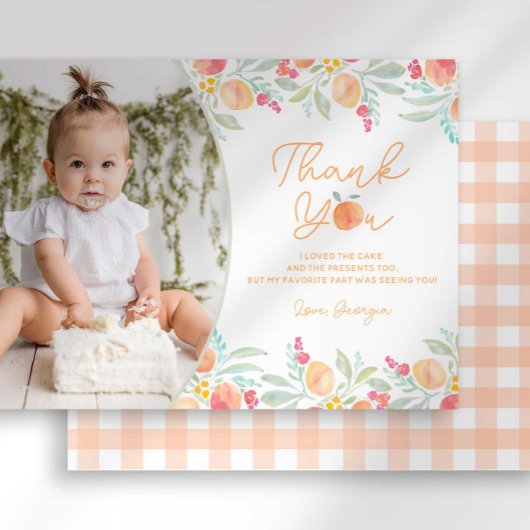スウィートピーチ1st誕生日サンキューカード 招待状