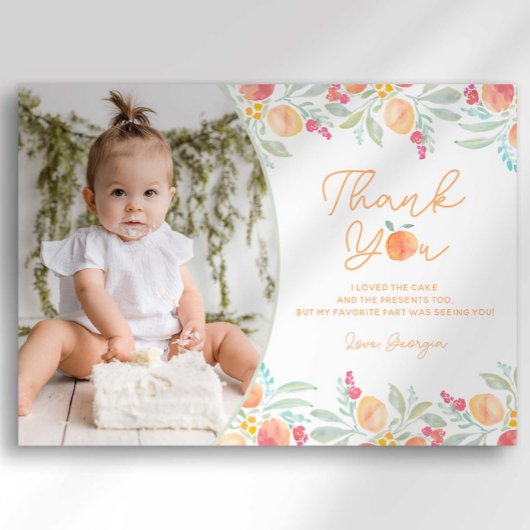 スウィートピーチ1st誕生日サンキューカード 招待状