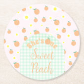 スウィートピーチ1st誕生日紙コースター ラウンドペーパーコースター (正面)