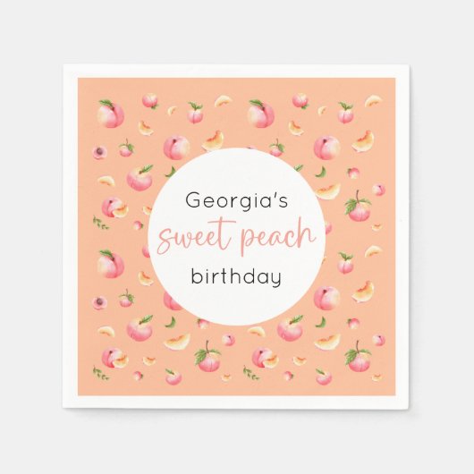 スウィートピーチ1st誕生日 スタンダードカクテルナプキン (正面)