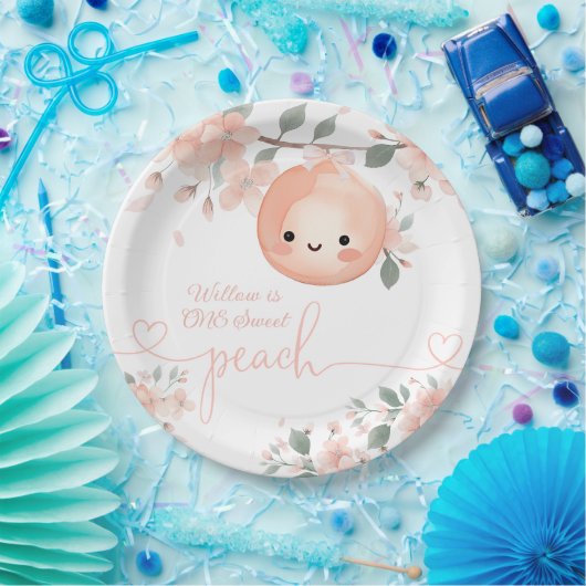 スウィートピーチ1st誕生日 ペーパープレート (パーティー)