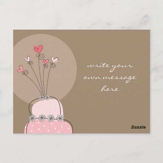 スウィートピ結婚ンクのケーキありがとうはがき ポストカード (裏面)