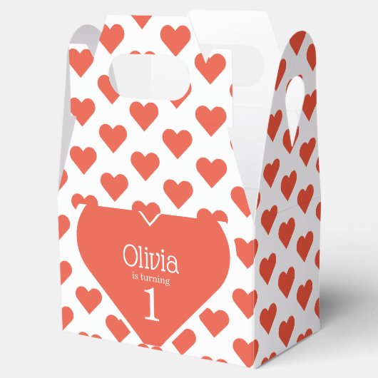 スウィートファースト誕生日パーティー赤いハートゲーブル フェイバーボックス (オープン)