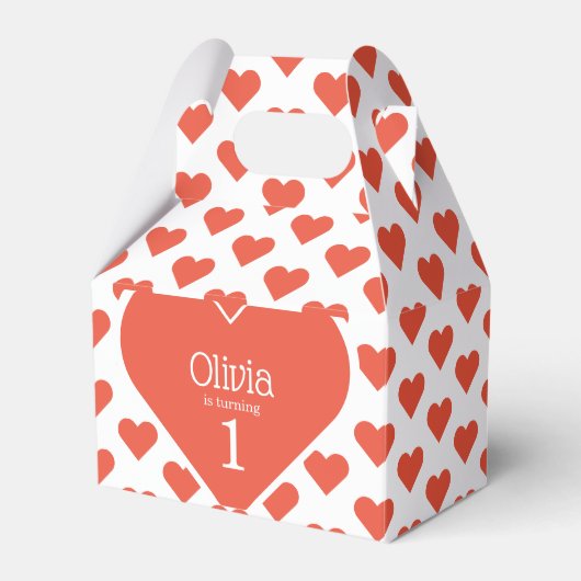 スウィートファースト誕生日パーティー赤いハートゲーブル フェイバーボックス (正面サイド)