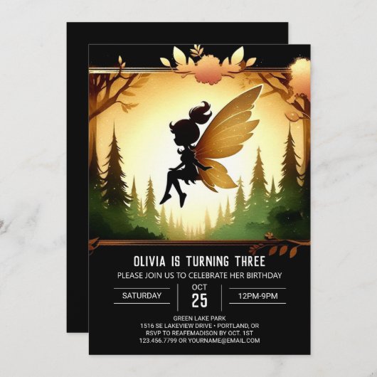 スウィートフェお洒落アリー誕生日 招待状 (正面/裏面)