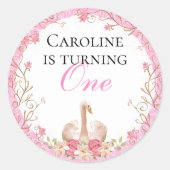 スウィートフェアユータリースワンピンクフローラ誕生日 ラウンドシール (正面)