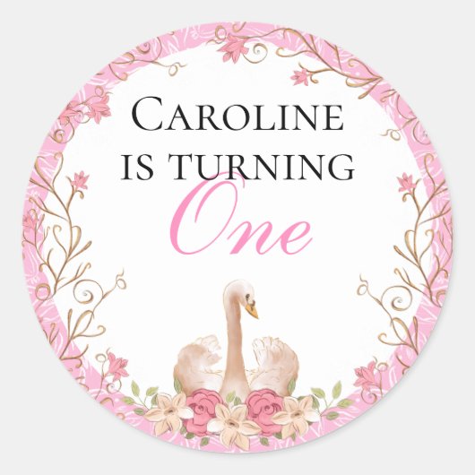 スウィートフェアユータリースワンピンクフローラ誕生日 ラウンドシール (正面)