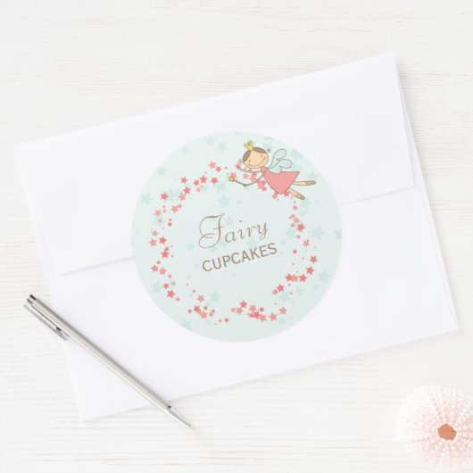 スウィートフェアリープリンセスガールズバースデーパーティーのお願い ラウンドシール (封筒)