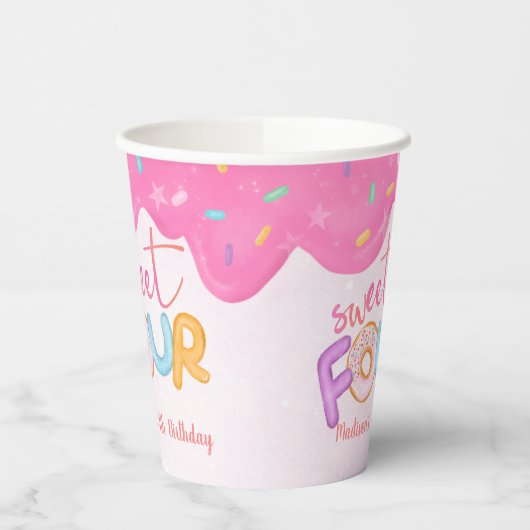 スウィートフォーピンクつや消しガールズファースト誕生日 紙コップ (左)