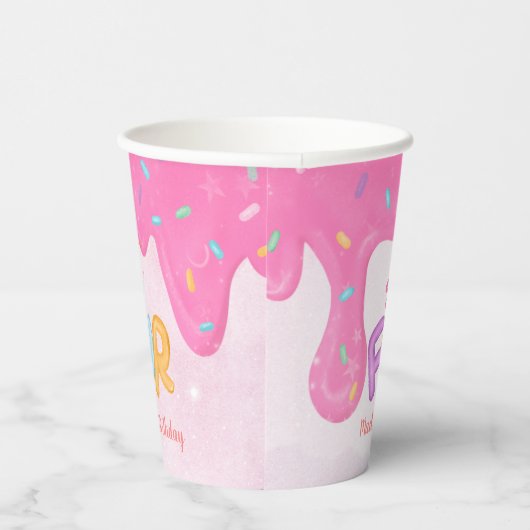 スウィートフォーピンクつや消しガールズファースト誕生日 紙コップ (右)