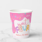 スウィートフォーピンクつや消しガールズファースト誕生日 紙コップ (正面)