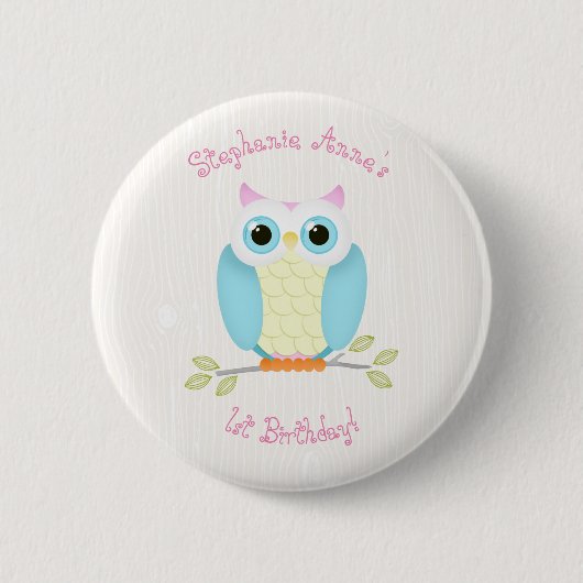 スウィートフクロウ誕生日 缶バッジ (正面)