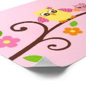 スウィートフクロウ赤ちゃん女の子ベビシャワーバナーサイン ポスター (角)