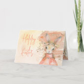 スウィートフローラウォーターカラーイースターバニーハッピーイースター シーズンカード (正面)