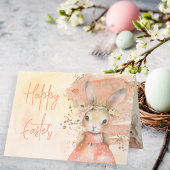 スウィートフローラウォーターカラーイースターバニーハッピーイースター シーズンカード