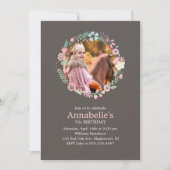 スウィートフローラカスタムリースフォトバースデーパーティー 招待状 (正面)