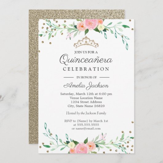 スウィートフローラスパークル紙吹雪キンセアニェラ 招待状 (正面/裏面)