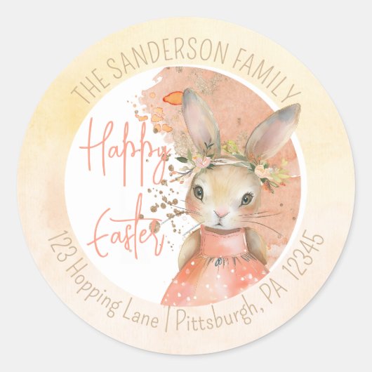 スウィートフローラバニーハッピーイースター差出人住所 ラウンドシール (正面)