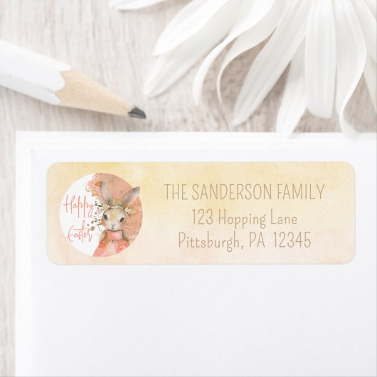 スウィートフローラバニーハッピーイースター差出人住所 ラベル (インサイチュ)