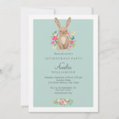 スウィートフローラバニーファースト誕生日招待状 招待状 (正面)