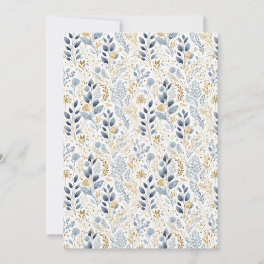 スウィートフローラブライダルシャワーダスティブルー金ゴールドID1045 招待状 (裏面)