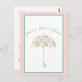 スウィートフローラ傘ブライダルシャワー招待 ポストカード (正面/裏面)