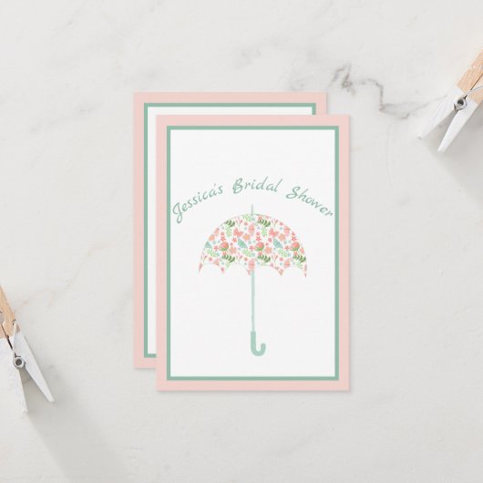スウィートフローラ傘ブライダルシャワー招待 招待状 (正面/裏面インサイチュ)