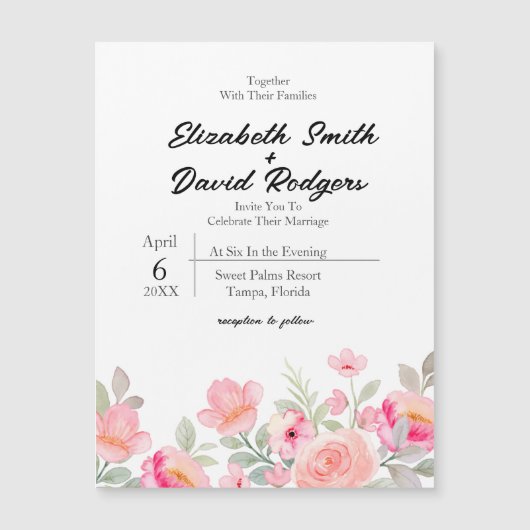 スウィートフローラ磁気結婚式招待状 (正面)