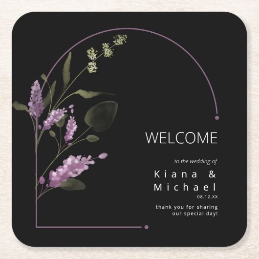 スウィートフローラ結婚Arch's Welcome薄紫ID998 スクエアペーパーコースター (正面)