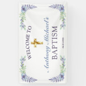 スウィートフローラ金ゴールドクロスベビー《キリスト教》洗礼式や命名式歓迎 横断幕 (縦)