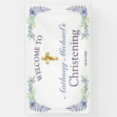 スウィートフローラ金ゴールドクロスベビー《キリスト教》洗礼式や命名式歓迎 横断幕 (縦)