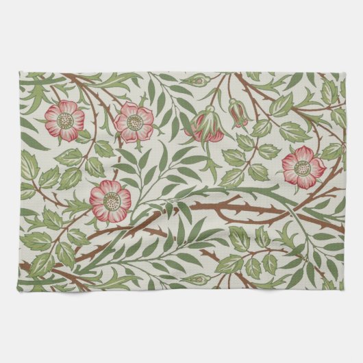 スウィートブライアルバラつる植物モリスコ キッチンタオル (横)