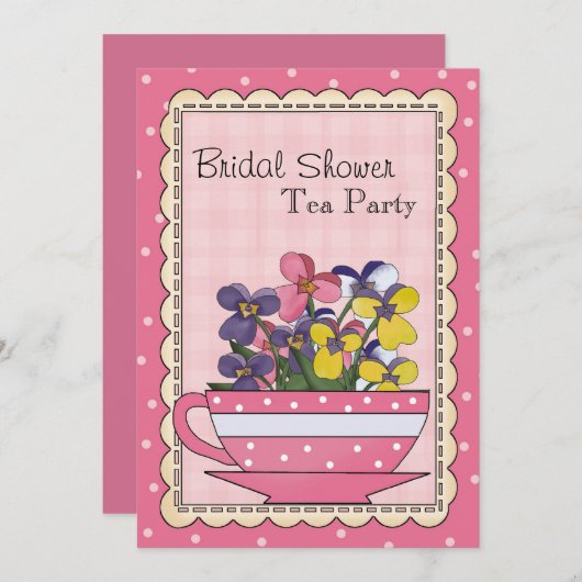 スウィートブライダルシャワーティーパーティの招待状 招待状 (正面/裏面)