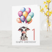 スウィートブラックカウズ1歳の誕生日 カード (黄色い花)